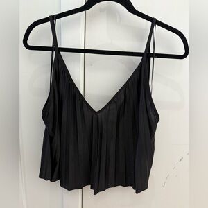 NWT Zara Black Pleated Crop Tank Top  |  Small
